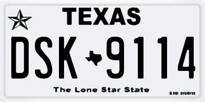 TX license plate DSK9114