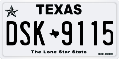 TX license plate DSK9115