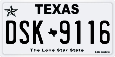 TX license plate DSK9116