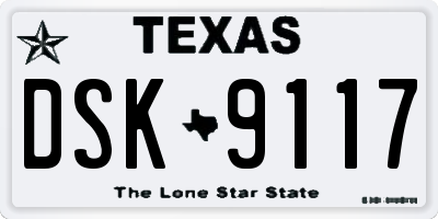 TX license plate DSK9117