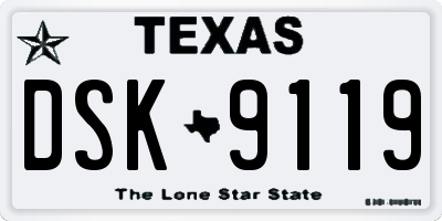 TX license plate DSK9119