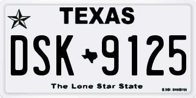 TX license plate DSK9125