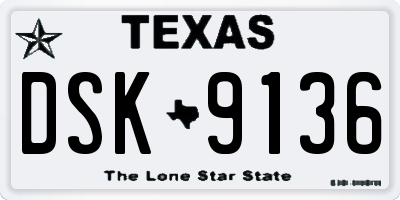 TX license plate DSK9136