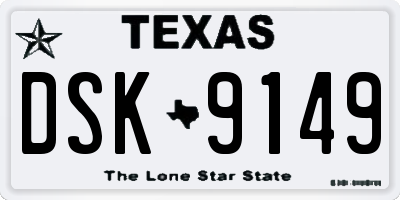 TX license plate DSK9149