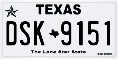 TX license plate DSK9151