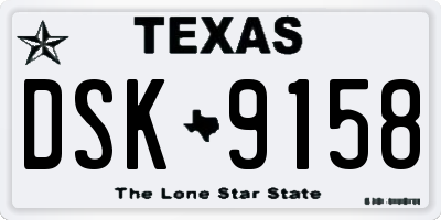 TX license plate DSK9158