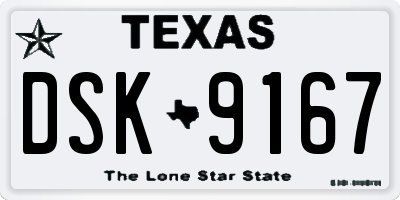 TX license plate DSK9167