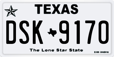 TX license plate DSK9170