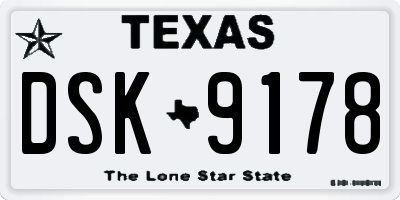 TX license plate DSK9178