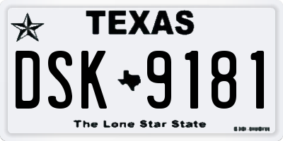 TX license plate DSK9181