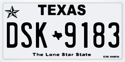 TX license plate DSK9183