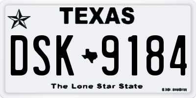 TX license plate DSK9184