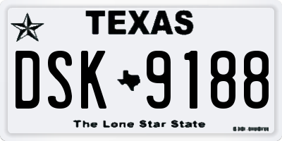 TX license plate DSK9188