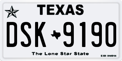 TX license plate DSK9190