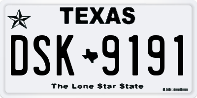 TX license plate DSK9191