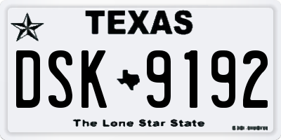 TX license plate DSK9192