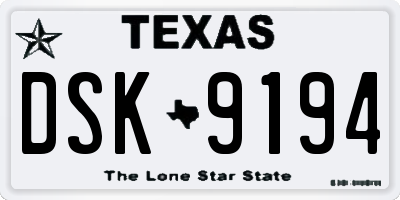 TX license plate DSK9194