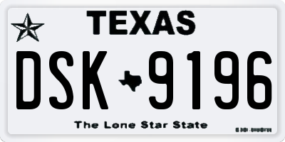 TX license plate DSK9196