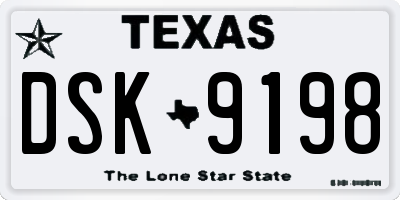 TX license plate DSK9198