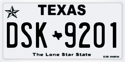 TX license plate DSK9201