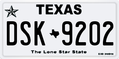 TX license plate DSK9202