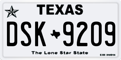 TX license plate DSK9209