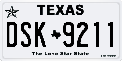 TX license plate DSK9211