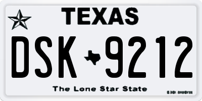 TX license plate DSK9212