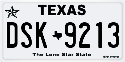 TX license plate DSK9213