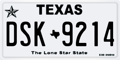 TX license plate DSK9214