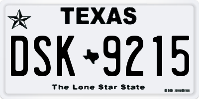 TX license plate DSK9215