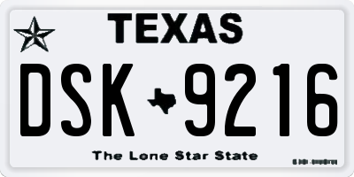 TX license plate DSK9216