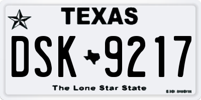 TX license plate DSK9217