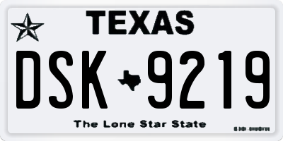 TX license plate DSK9219