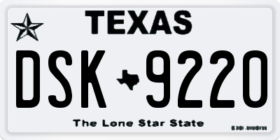 TX license plate DSK9220