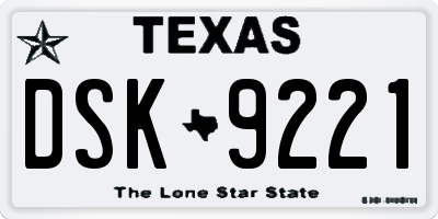 TX license plate DSK9221