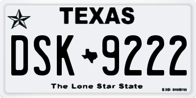 TX license plate DSK9222