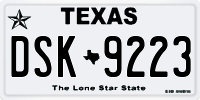 TX license plate DSK9223