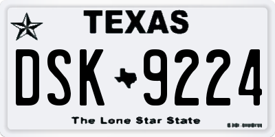 TX license plate DSK9224