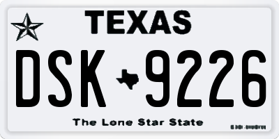 TX license plate DSK9226