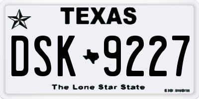 TX license plate DSK9227