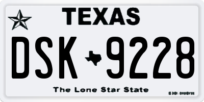 TX license plate DSK9228