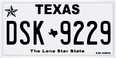 TX license plate DSK9229