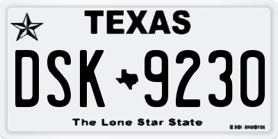 TX license plate DSK9230