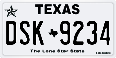 TX license plate DSK9234