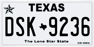 TX license plate DSK9236