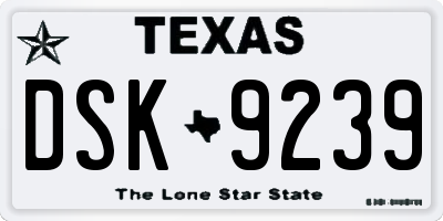 TX license plate DSK9239