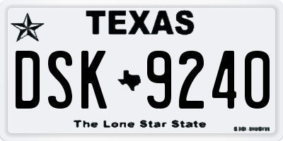 TX license plate DSK9240