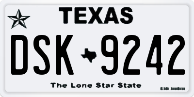 TX license plate DSK9242