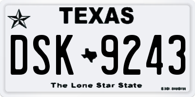 TX license plate DSK9243